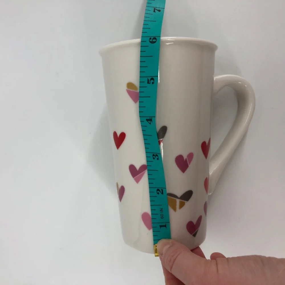 Starbucks 2019 Tall Coffee Mug White With Pink Hearts Graphic 16 Fl Oz Valentine